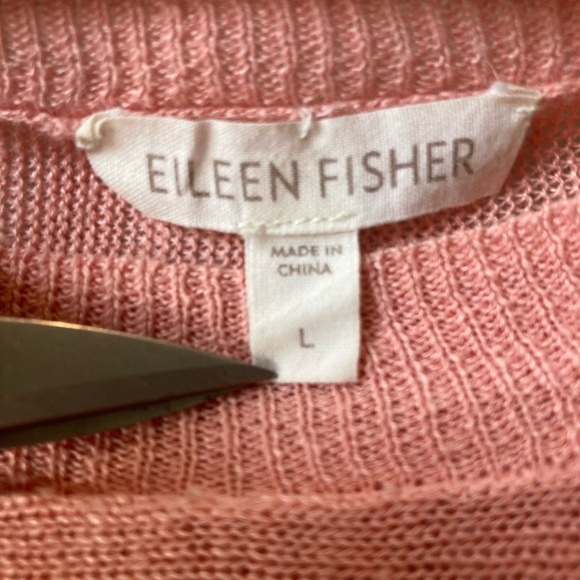 Eileen Fisher Linen Crepe Knit Pullover Salmon L Dolman Sleeve - Picture 5 of 6